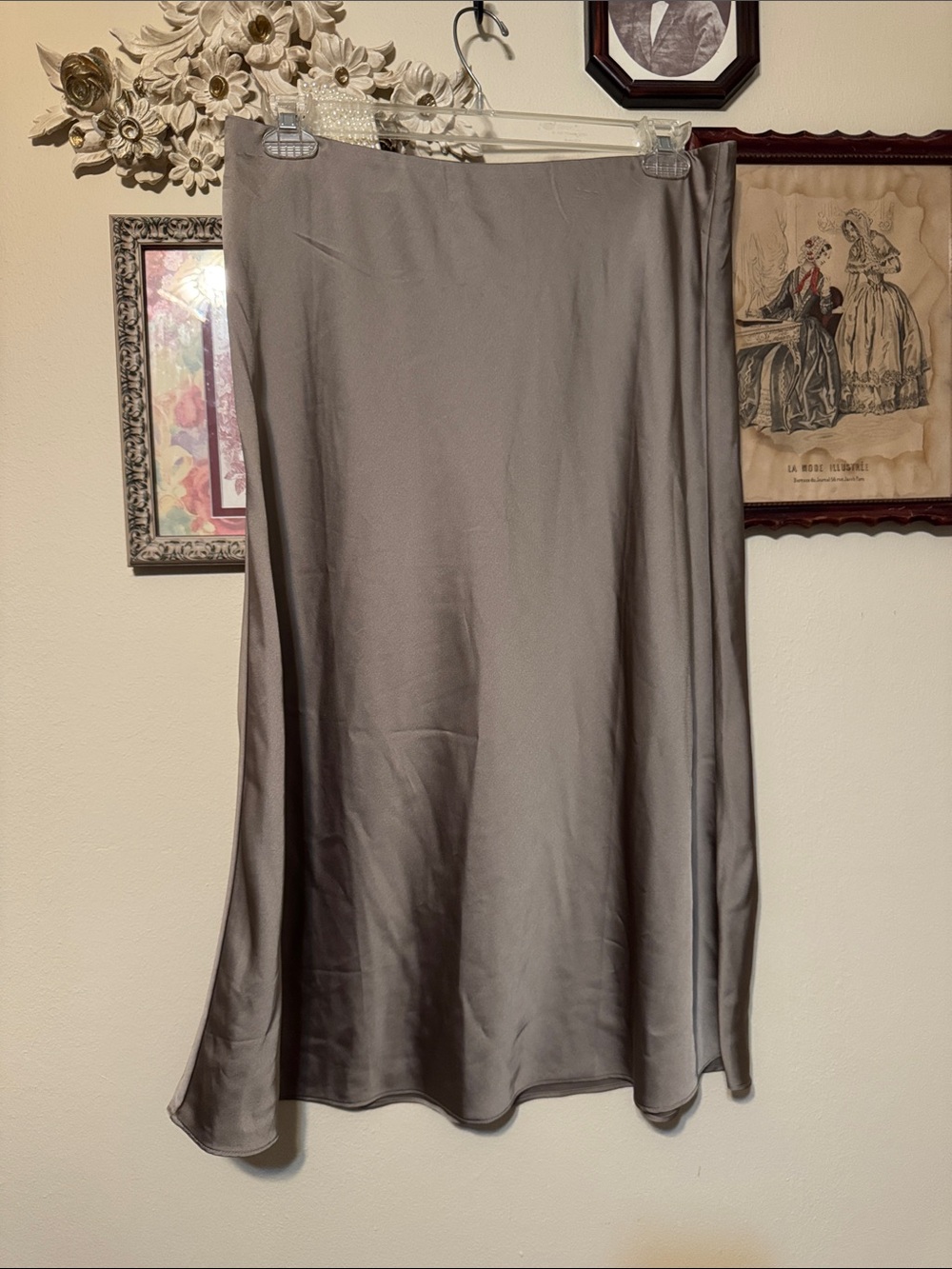 Classic J. Crew A-Line Slip Skirt in Sage/Gray